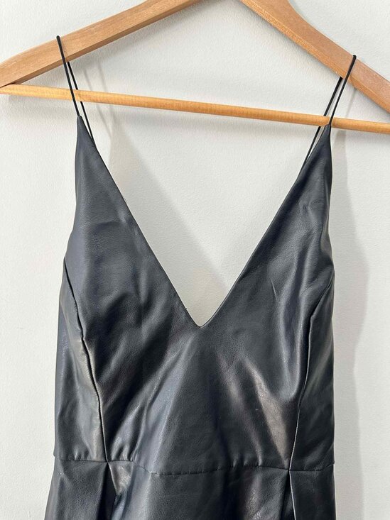 Topshop Black Satin Slip Dress with Lace Trim, Size 10 - Picture 4 of 7